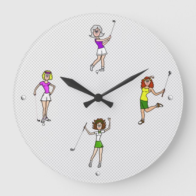 Women Golfers Fun Wall Clock (Front)