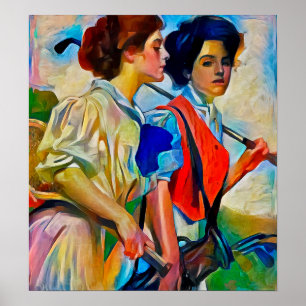 Women Golfers Painting Print