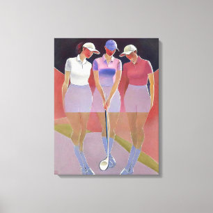 Women Golfers Stretched Canvas Art Print