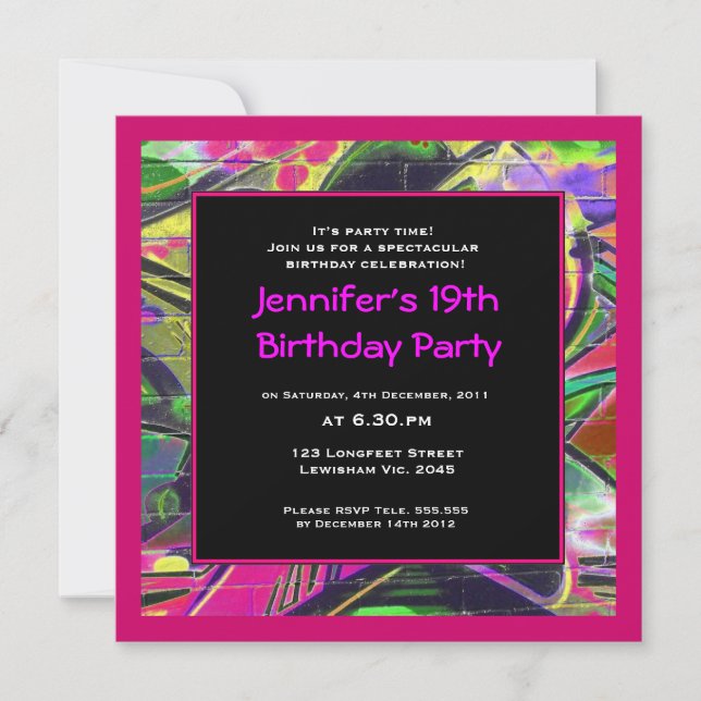 Women Graffiti Birthday Invitation (Front)