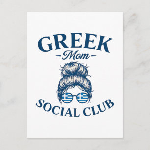 Women Greek Mom Social Club Trendy Greek Mom Holiday Postcard