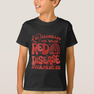 Women Groovy In February We Wear Red Heart Disease T-Shirt