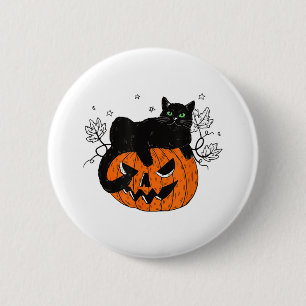 Women Halloween Cat Lover Gift Black Cat On Pumpki 6 Cm Round Badge