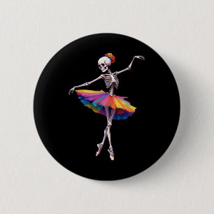 Women Halloween Dancing Skeleton Rainbow Ballerina 6 Cm Round Badge