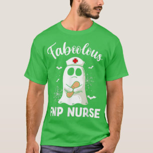 Women Halloween Faboolous FNP Nurse Shirt, Boo Gho T-Shirt
