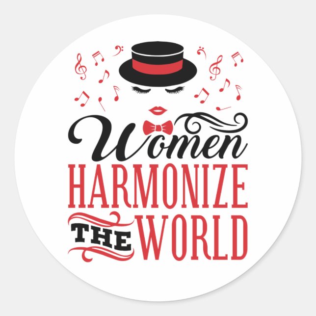 Women Harmonise the World Barbershop Singing Classic Round Sticker (Front)