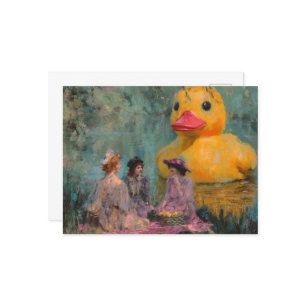 Women Have a Picnic With the Giant Duck Postcard