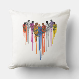 Women Heart Shape Watercolor Native American Cushion