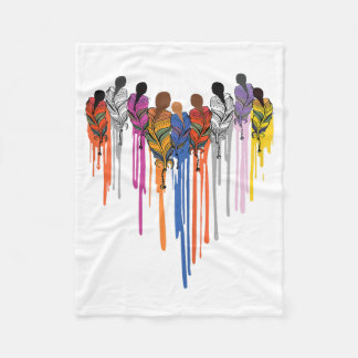 Women Heart Shape Watercolor Native American Fleece Blanket