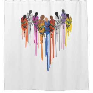 Women Heart Shape Watercolor Native American Shower Curtain