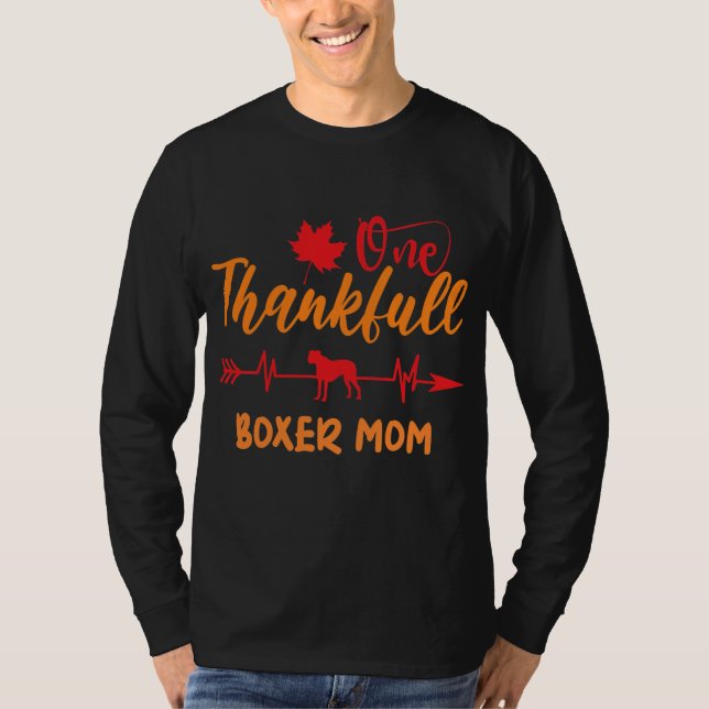 Women Heartbeat Thanksgiving Thankful Boxer Mom T-Shirt (Front)