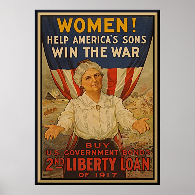 Women Help America's Son Vintage War Bonds Poster (Front)