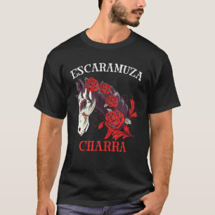 Women Horse Sugar Skull Red Roses Escaramuza Charr T-Shirt