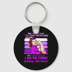 Women I Am The Storm Epilepsy Awareness Warrior Key Ring