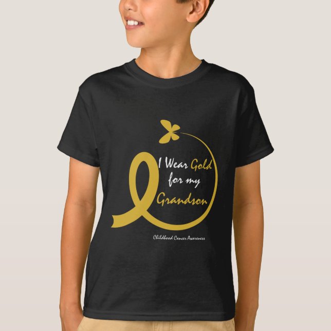 Women I Wear Gold For My Grandson Childhood Cancer T-Shirt (Front)