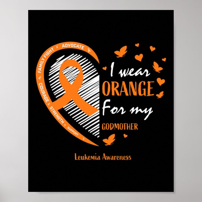 Women I Wear Orange For My Godmother Leukaemia Awa Poster (Front)