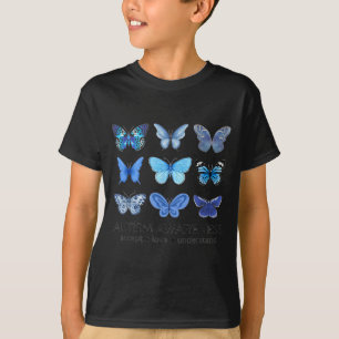 Women In April We Wear Blue Butterfly Autism Menta T-Shirt