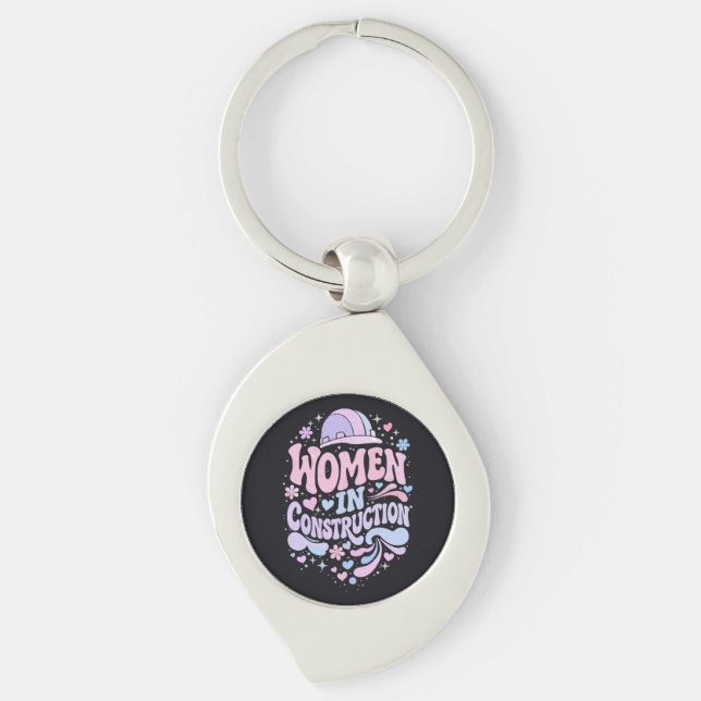 Women In Construction Retro Empowerment Key Ring (Front)