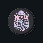Women In Construction Retro Empowerment Magnet<br><div class="desc">Bold retro lettering with colorful helmet,  hearts and floral accents celebrating women in construction. A vibrant empowerment statement for female builders,  tradeswomen and strong women in skilled trades.</div>