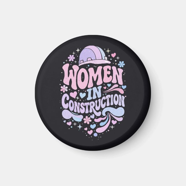 Women In Construction Retro Empowerment Magnet (Front)