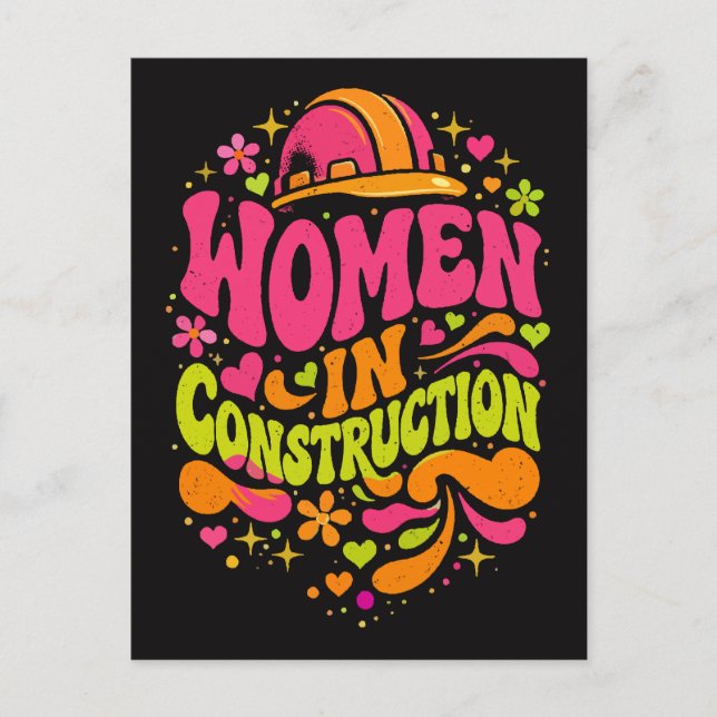 Women In Construction Retro Empowerment Postcard (Front)