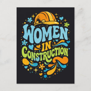 Women In Construction Retro Empowerment Postcard