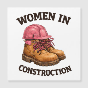 Women in Construction Work Boots and Hard Hat