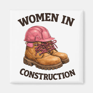 Women in Construction Work Boots and Hard Hat Magnet