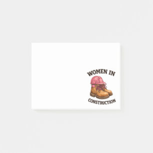 Women in Construction Work Boots and Hard Hat Post-it Notes