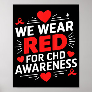 Women In February We Wear Red Chd Awareness Heart Poster