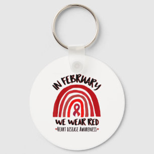 Women In February We Wear Red Rainbow Warrior Red Key Ring