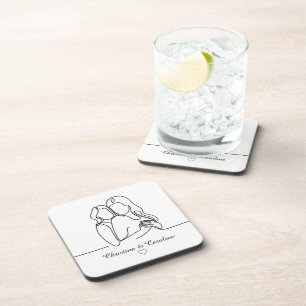 Women in Love  Lesbian Couple  Line Art Coaster