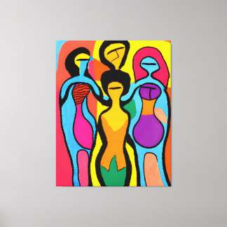 Women in Mesmerising Art Brut and Psychedelic Canvas Print