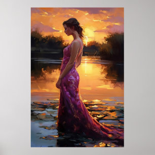Women In Pink Dress Poster Art Print Wall Art