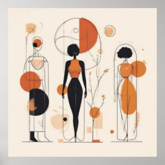 Women in Rhythm — Contemporary African Geometric Poster