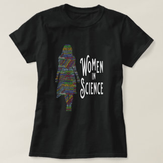 Women In Science Female Silhouette Word Fill T-Shirt