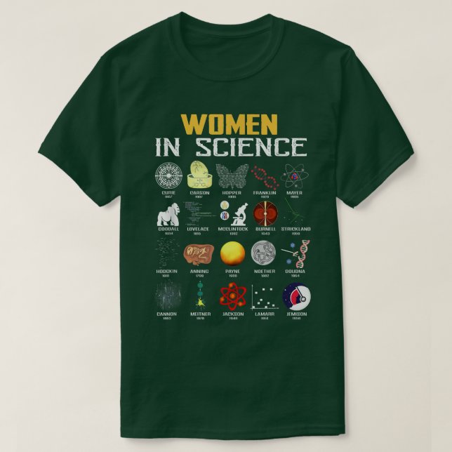 Women In Science Funny Chemistry, Biology, Physics T-Shirt (Design Front)
