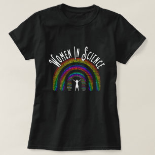 Women In Science Rainbow Word Fill Design T-Shirt