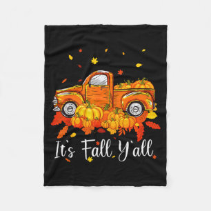 Women It's Fall Y'all Pumpkin Truck Autumn Tree He Fleece Blanket