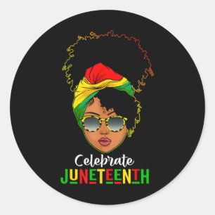 Women Juneteenth Celebrate Independence Day Freedo Classic Round Sticker