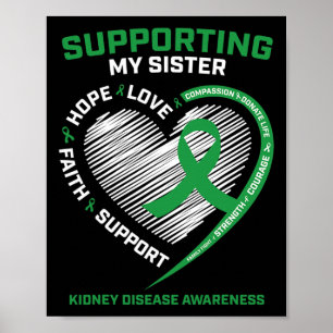 Women Kids Green Sister Kidney Disease Awareness G Poster