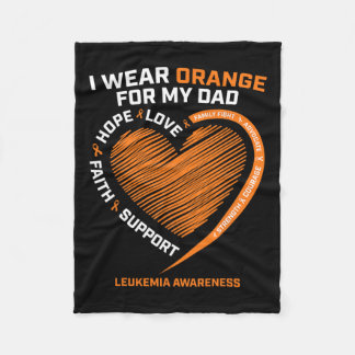 Women Kids I Wear Orange For My Dad Leukaemia Awar Fleece Blanket