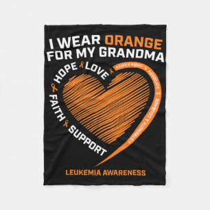 Women Kids I Wear Orange For My Grandma Leukaemia Fleece Blanket