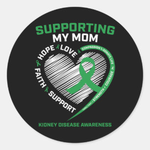 Women Kids Mother Mum Kidney Disease Awareness Gif Classic Round Sticker