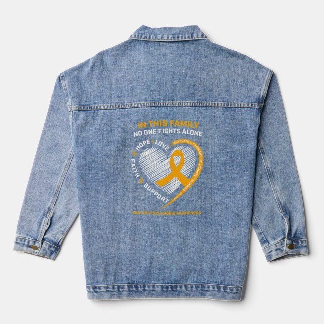 Women Kids Support Ms Gifts Multiple Sclerosis Awa Denim Jacket (Back)