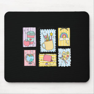 Women Kindergarten Teacher Stamps First Day Of Sch Mouse Pad