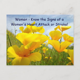 Women Know signs of Women's Heart Attack Strokes Postcard