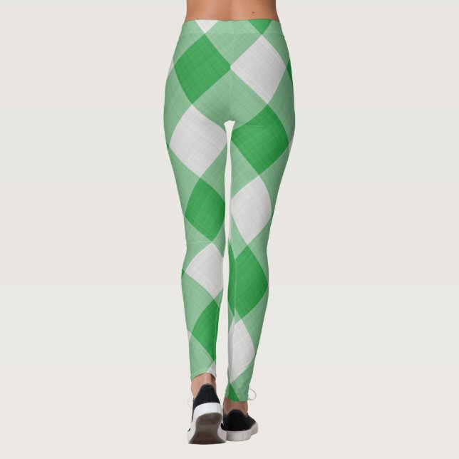 Women Leggings Green/White (Back)