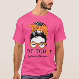 Women Leukaemia Awareness Messy Bun Leukaemia Warr T-Shirt