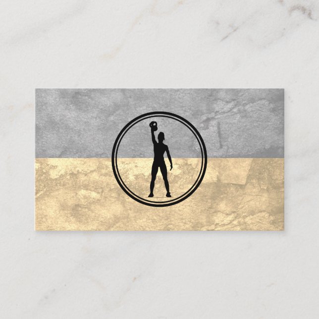 Women Lifting Kettle Bell Weight | Fitness Business Card (Front)